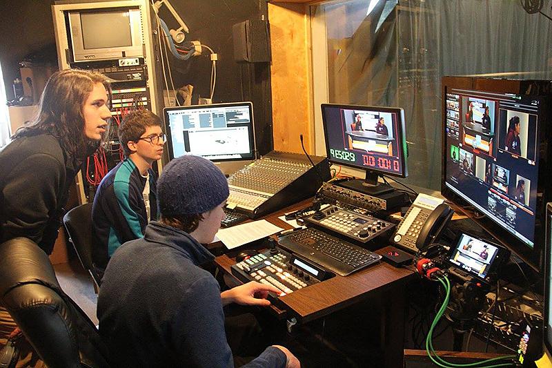 Landmark College students enrolled in the B.A. in Communication and Entrepreneurial Leadership program editing video content.
